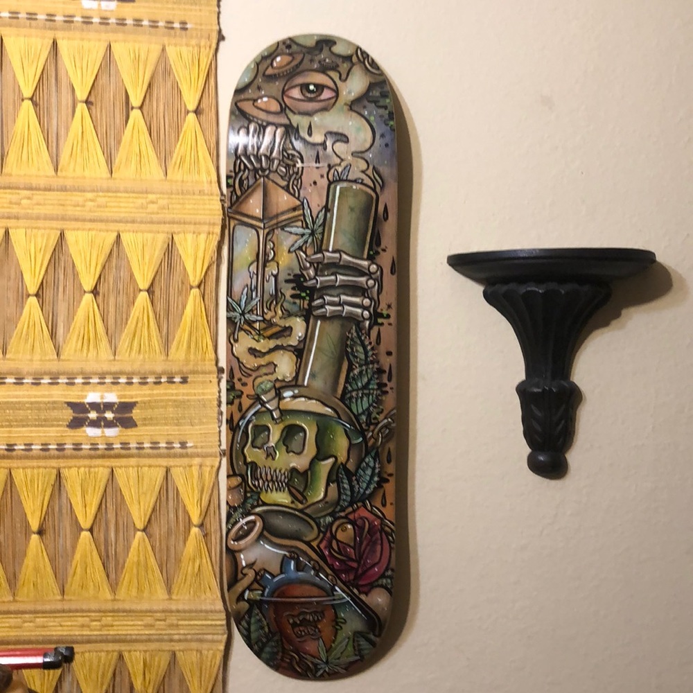 Original painting on a new skateboard deck art